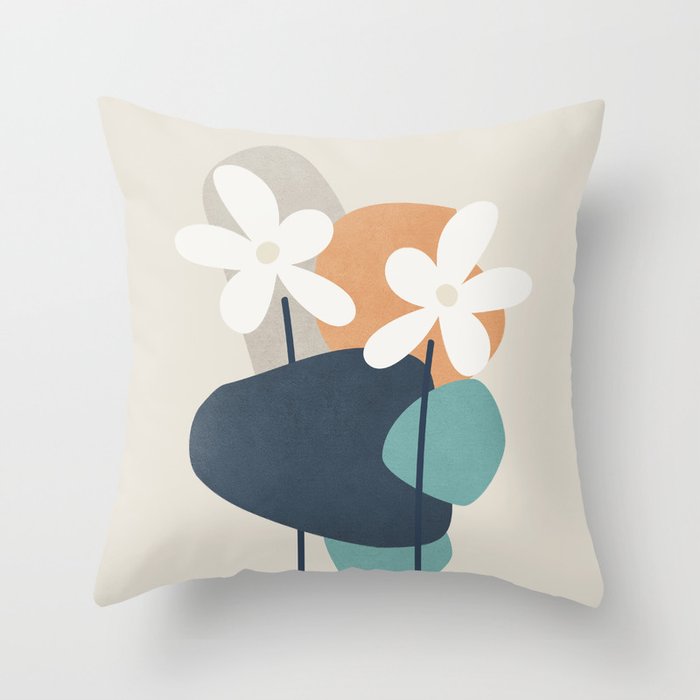 Abstract Flowers 3 Throw Pillow Gallery Image 1