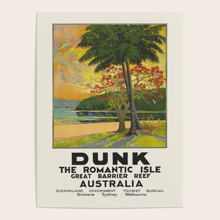 Dunk Island, Great Barrier Reef - Vintage Australian travel poster, 1930s Poster Gallery Image 1