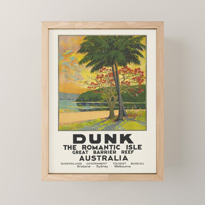 Dunk Island, Great Barrier Reef - Vintage Australian travel poster, 1930s Mini Art Print Gallery Image 1