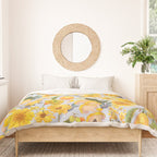 Yellow mushroom and florals - light Duvet Cover Gallery Image 3