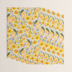 Yellow mushroom and florals - light Wrapping Paper Gallery Image 3
