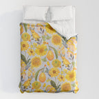 Yellow mushroom and florals - light Duvet Cover Gallery Image 6