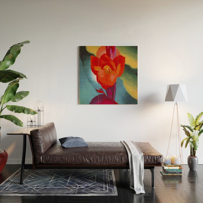 Georgia O'Keeffe Red Canna 1919 Wood Wall Art Gallery Image 2