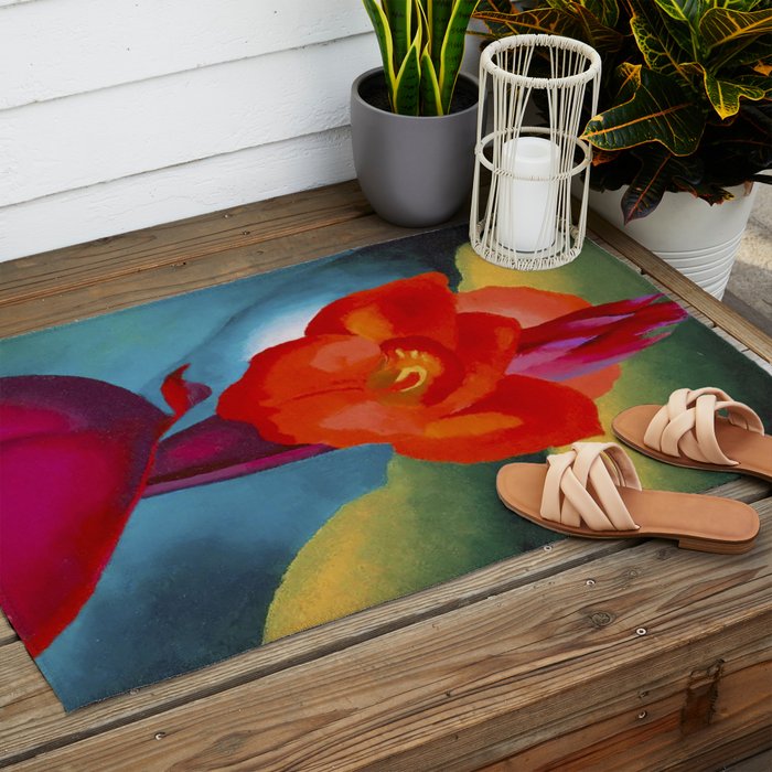Georgia O'Keeffe Red Canna 1919 Outdoor Rug Gallery Image 2