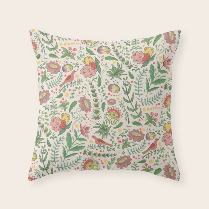Swedish Floral - Cream Throw Pillow Gallery Image 6