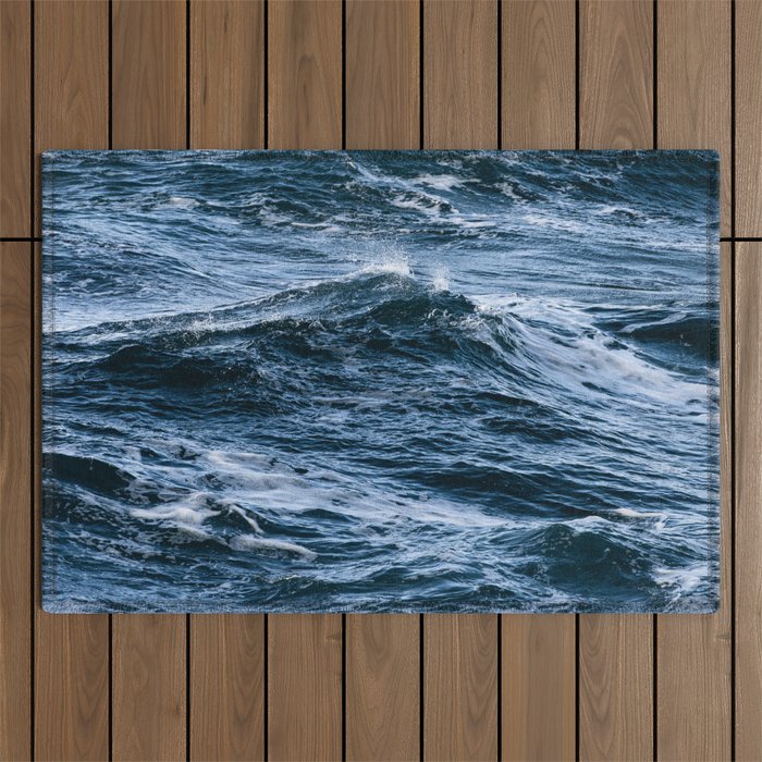 Marbled Waves of Blue Outdoor Rug Gallery Image 1