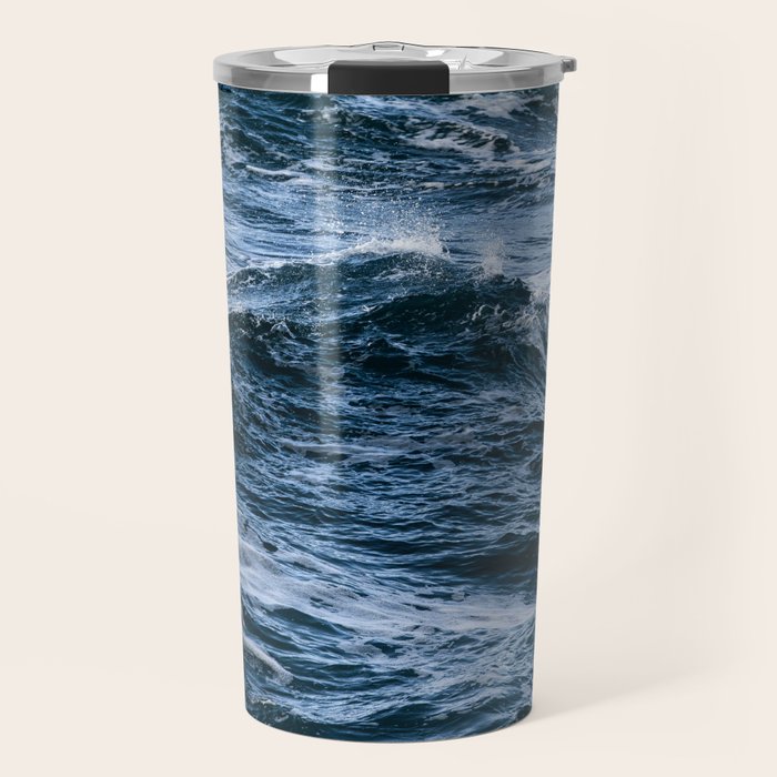 Marbled Waves of Blue Travel Mug Gallery Image 1
