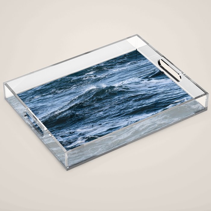 Marbled Waves of Blue Acrylic Tray Gallery Image 1