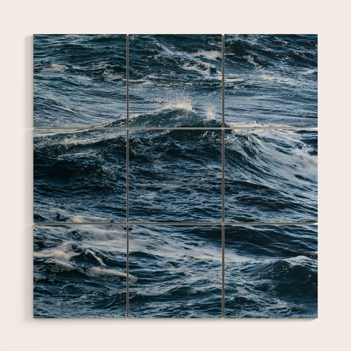 Marbled Waves of Blue Wood Wall Art Gallery Image 1
