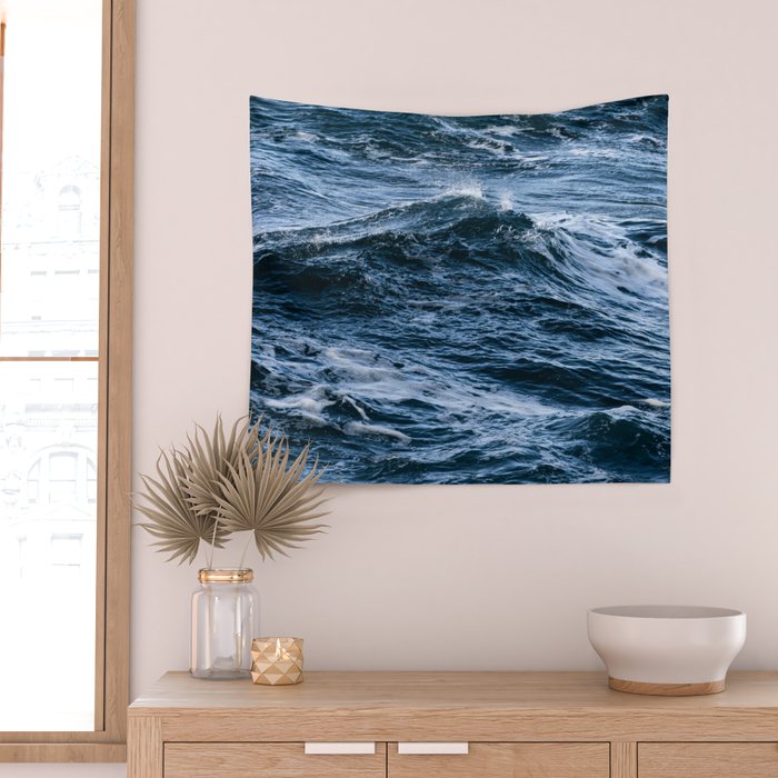 Marbled Waves of Blue Wall Tapestry Gallery Image 2