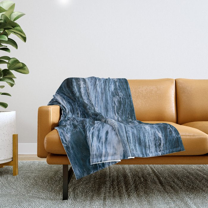 Marbled Waves of Blue Throw Blanket Gallery Image 1