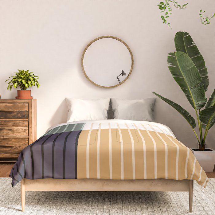 Color Block Line Abstract LXX Retro Boho Comforter Gallery Image 3