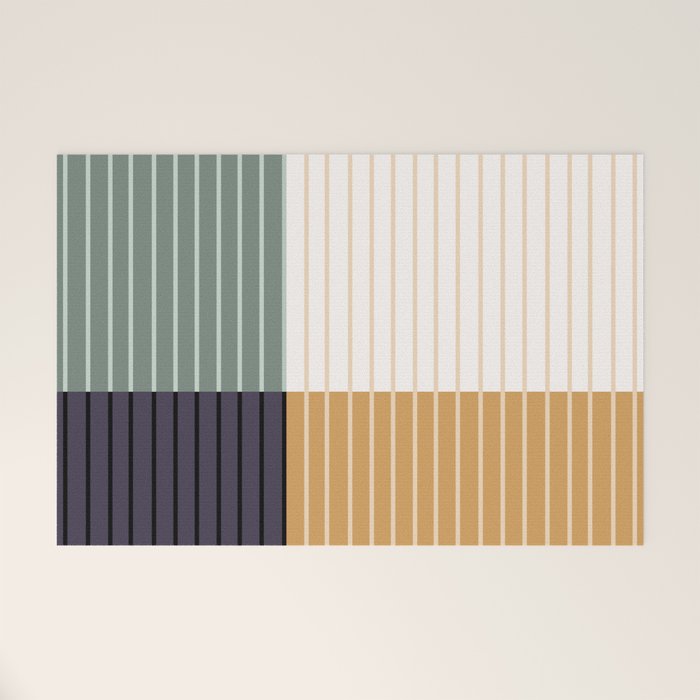 Color Block Line Abstract LXX Retro Boho Welcome Mat Gallery Image 1
