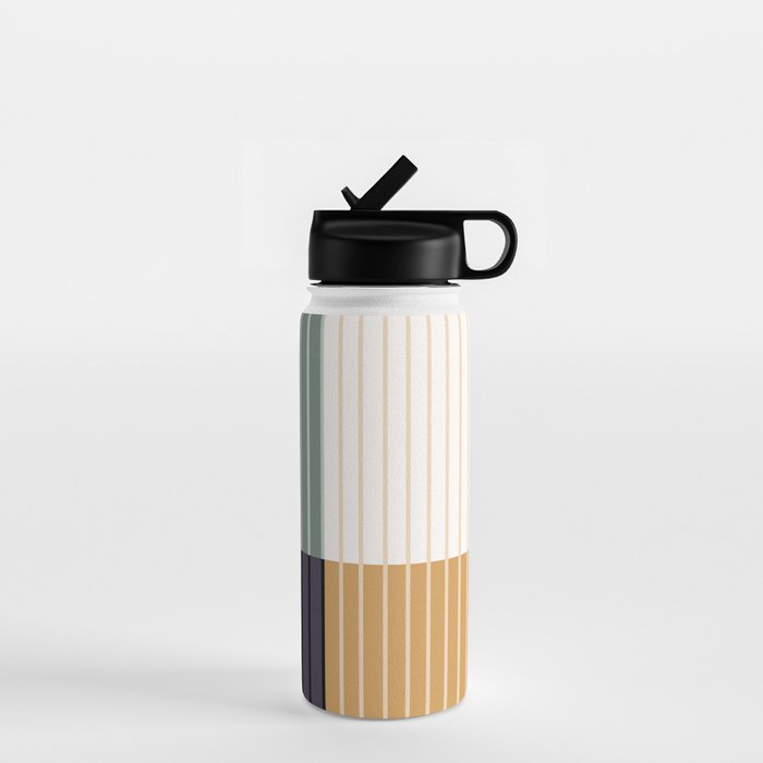Color Block Line Abstract LXX Retro Boho Water Bottle Gallery Image 1