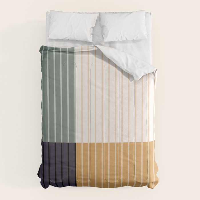 Color Block Line Abstract LXX Retro Boho Comforter Gallery Image 6