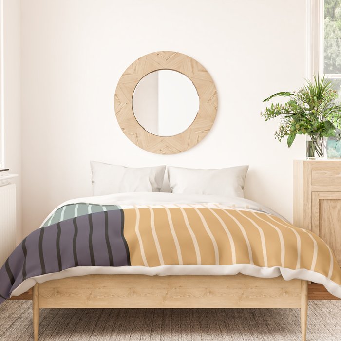 Color Block Line Abstract LXX Retro Boho Duvet Cover Gallery Image 3