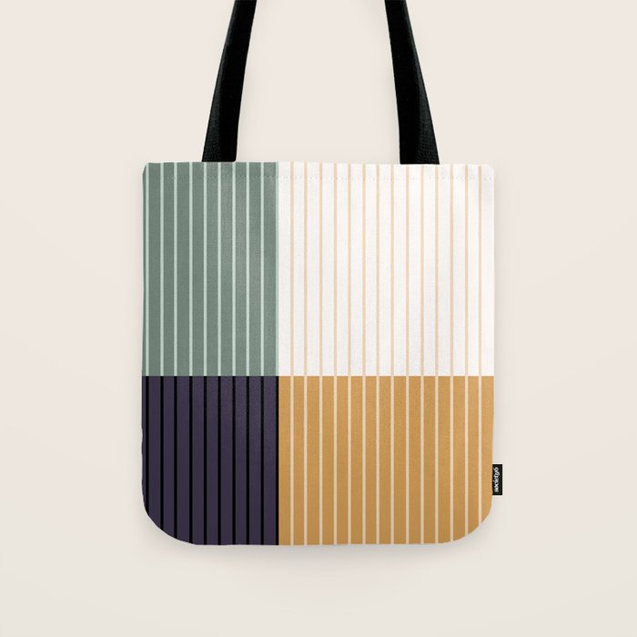 Color Block Line Abstract LXX Retro Boho Tote Bag Gallery Image 1