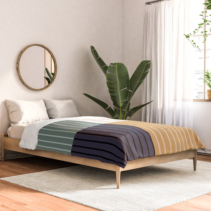 Color Block Line Abstract LXX Retro Boho Comforter Gallery Image 2