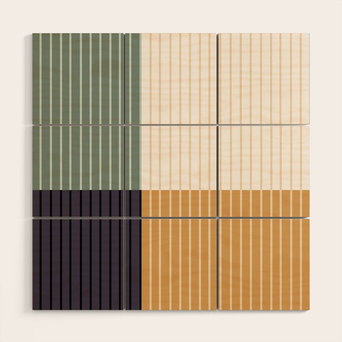 Color Block Line Abstract LXX Retro Boho Wood Wall Art Gallery Image 1