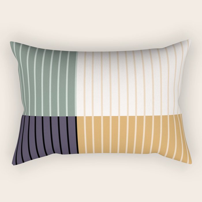 Color Block Line Abstract LXX Retro Boho Rectangular Pillow Gallery Image 1