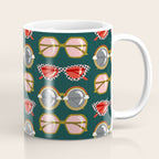 Retro Sunglasses - Pink & Red on Teal Coffee Mug Gallery Image 1