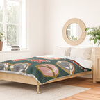Retro Sunglasses - Pink & Red on Teal Duvet Cover Gallery Image 2