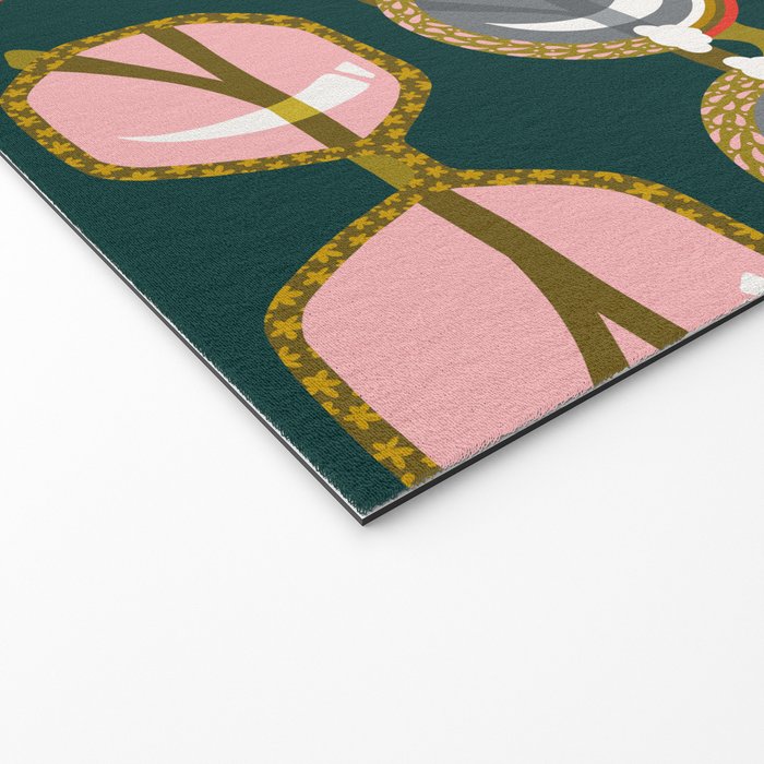 Retro Sunglasses - Pink & Red on Teal Welcome Mat Gallery Image 2