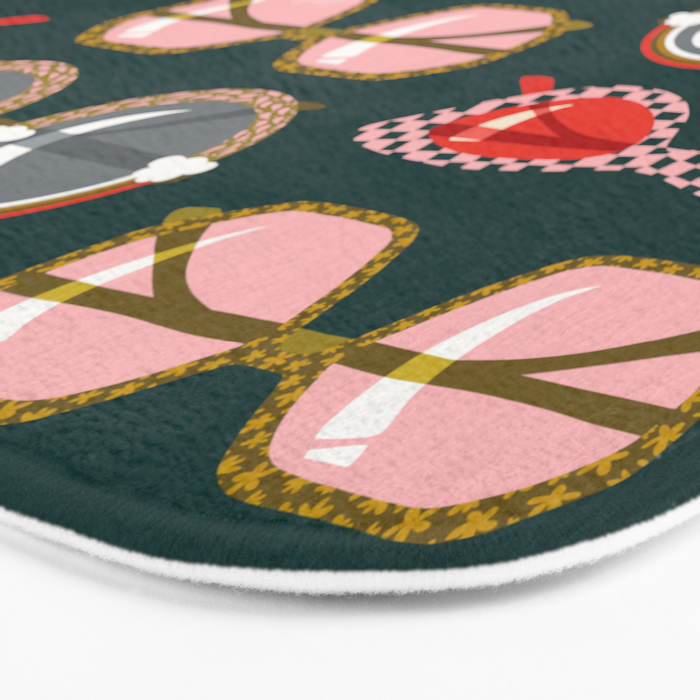 Retro Sunglasses - Pink & Red on Teal Bath Mat Gallery Image 3