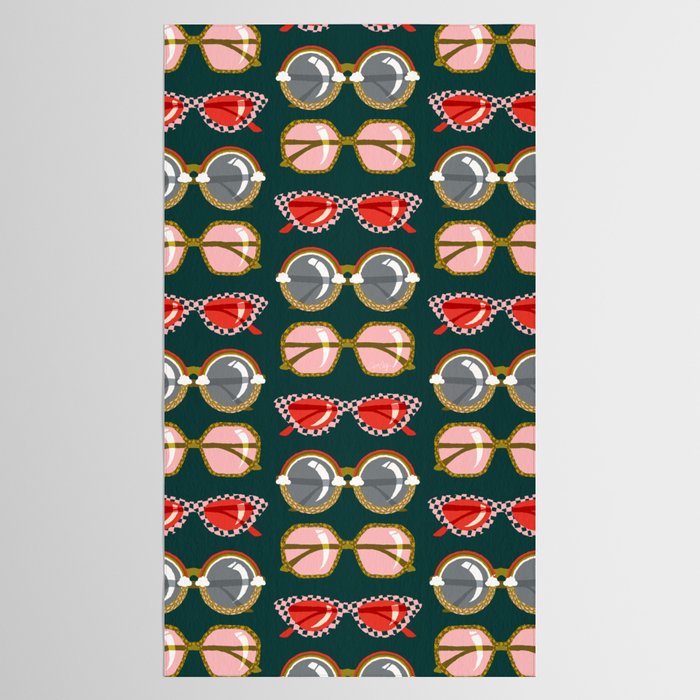 Retro Sunglasses - Pink & Red on Teal Tablecloth Gallery Image 2