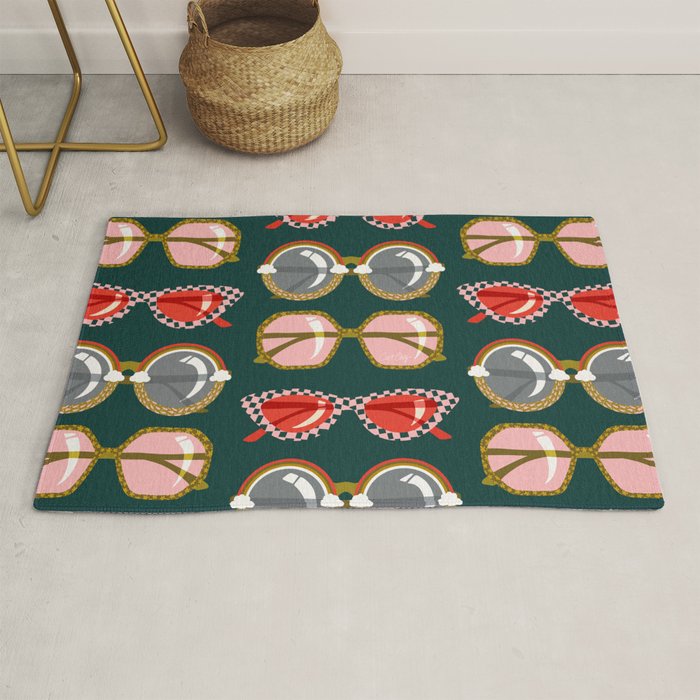 Retro Sunglasses - Pink & Red on Teal Rug Gallery Image 1