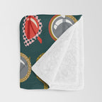 Retro Sunglasses - Pink & Red on Teal Throw Blanket Gallery Image 3