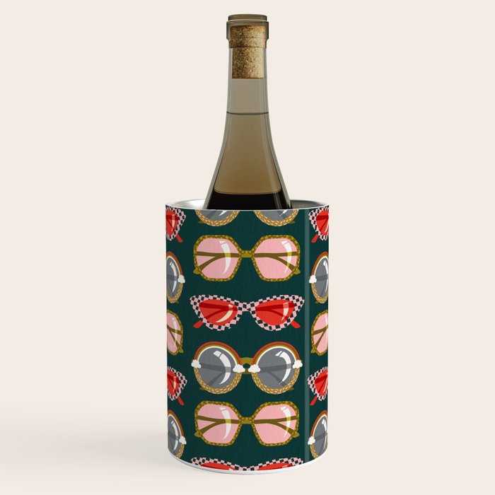 Retro Sunglasses - Pink & Red on Teal Wine Chiller Gallery Image 3