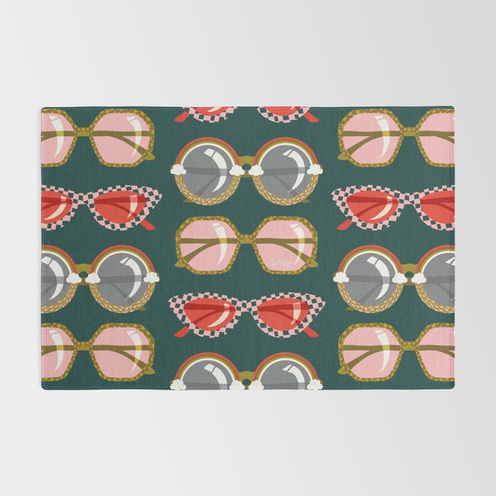 Retro Sunglasses - Pink & Red on Teal Rug Gallery Image 2