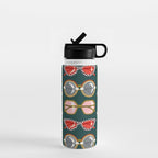 Retro Sunglasses - Pink & Red on Teal Water Bottle Gallery Image 1