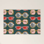 Retro Sunglasses - Pink & Red on Teal Welcome Mat Gallery Image 1
