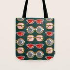Retro Sunglasses - Pink & Red on Teal Tote Bag Gallery Image 1