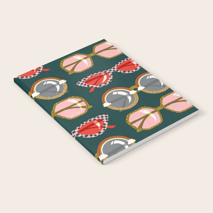 Retro Sunglasses - Pink & Red on Teal Notebook Gallery Image 1