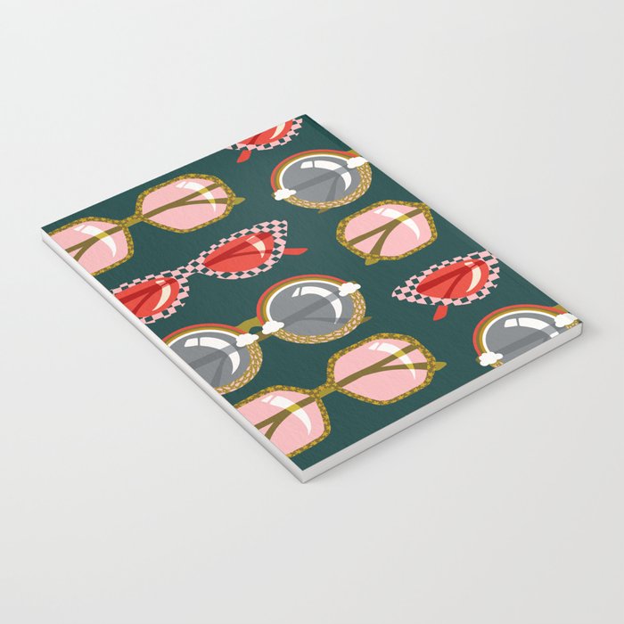 Retro Sunglasses - Pink & Red on Teal Notebook Gallery Image 3