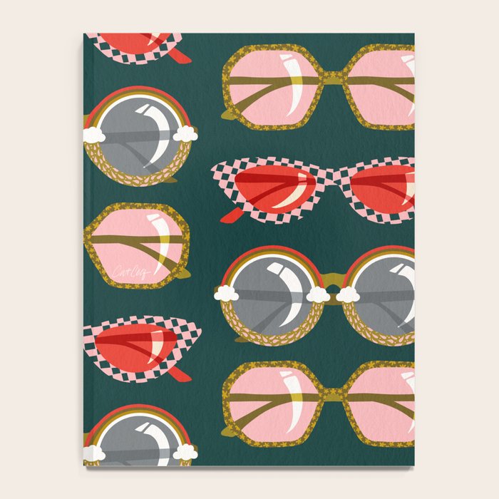 Retro Sunglasses - Pink & Red on Teal Notebook Gallery Image 4