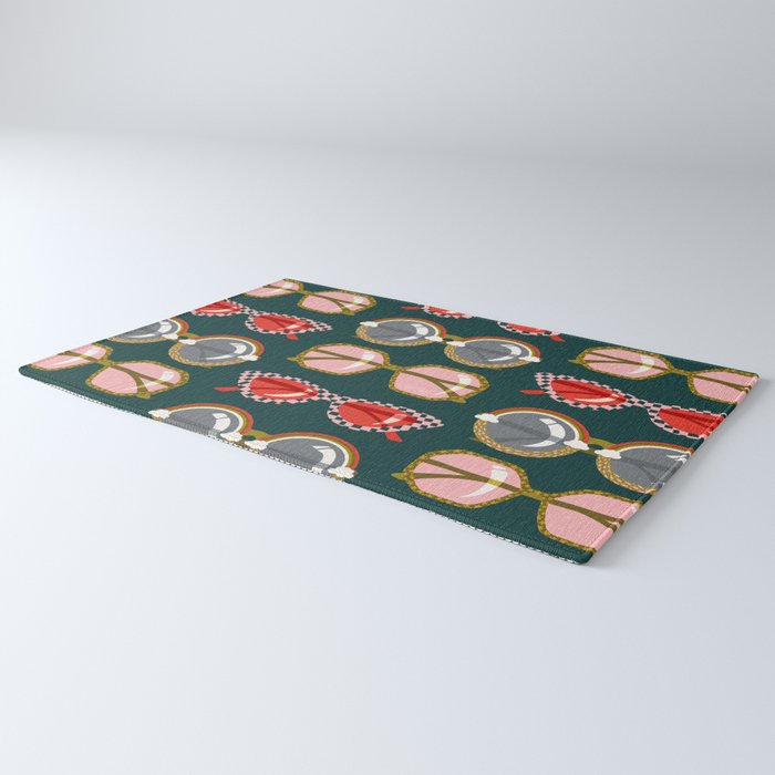 Retro Sunglasses - Pink & Red on Teal Rug Gallery Image 3