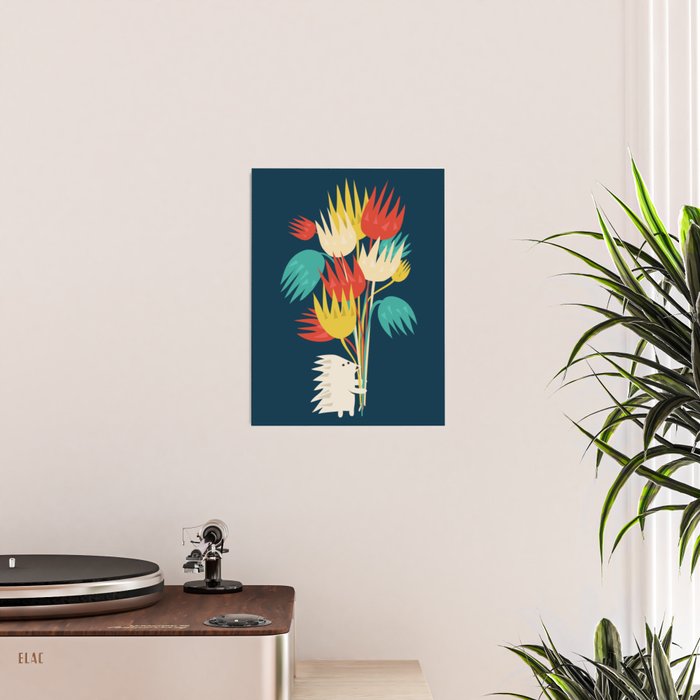 Hedgehog with flowers Poster Gallery Image 2