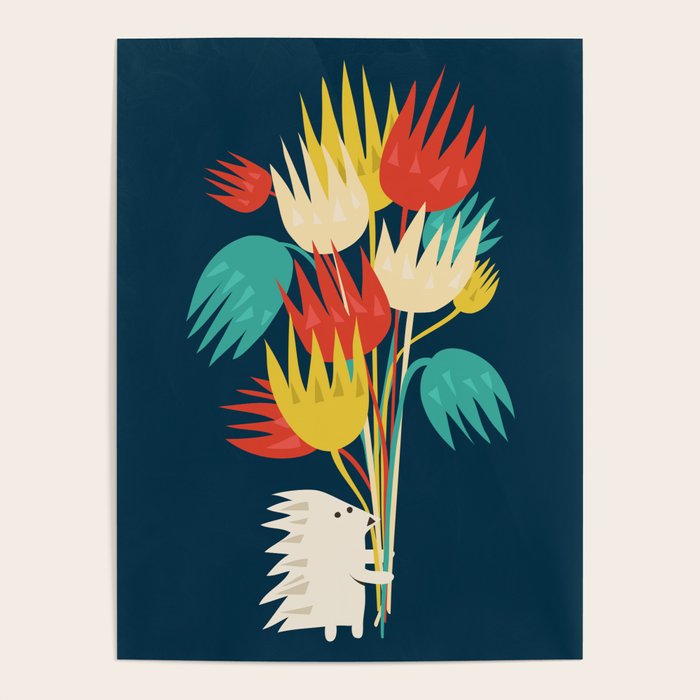 Hedgehog with flowers Poster Gallery Image 4