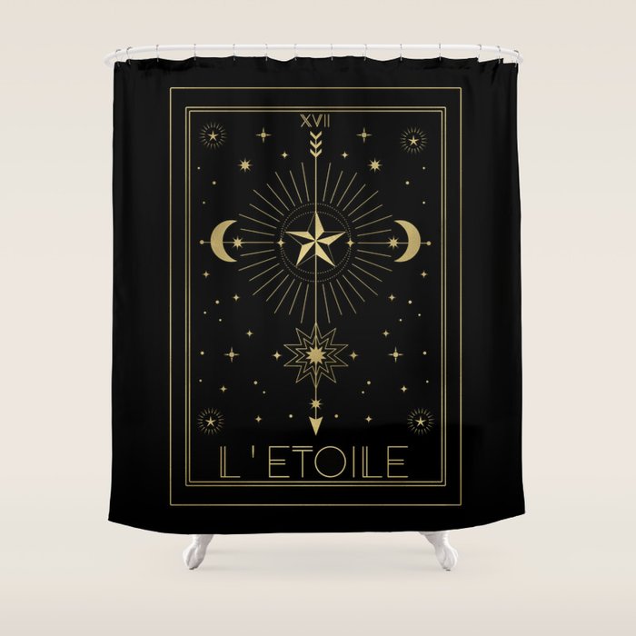 L'Etoile or The Star Tarot Gold Shower Curtain Gallery Image 1