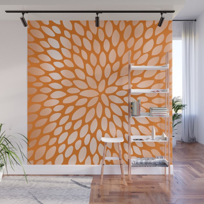 Floral Bloom in Orange Wall Mural Gallery Image 1
