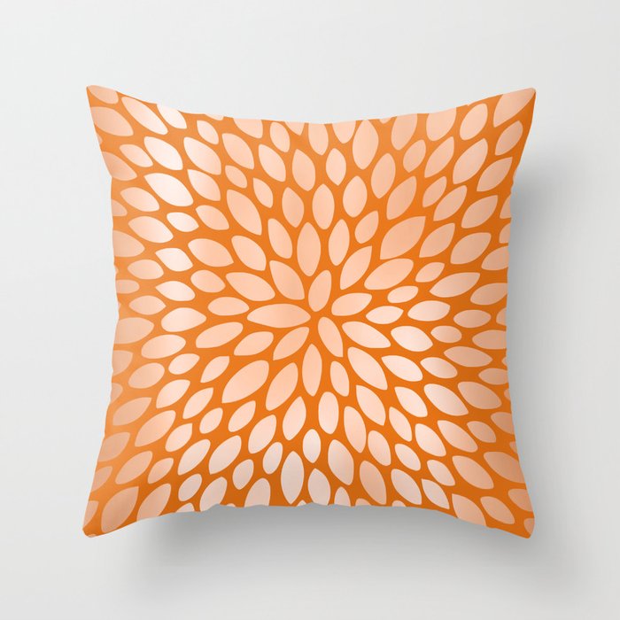Floral Bloom in Orange Throw Pillow Gallery Image 6