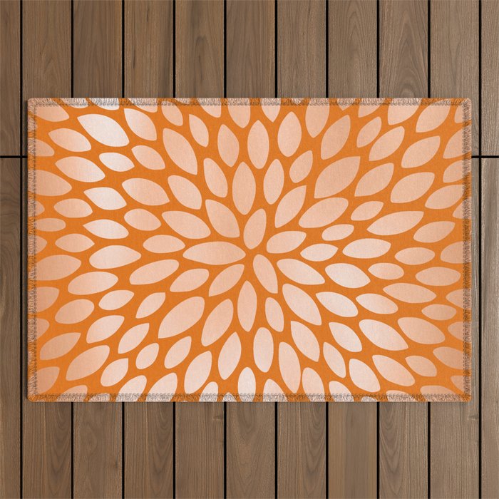 Floral Bloom in Orange Outdoor Rug Gallery Image 1
