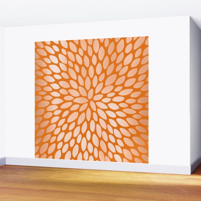 Floral Bloom in Orange Wall Mural Gallery Image 2
