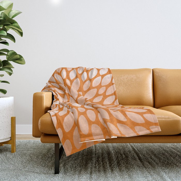 Floral Bloom in Orange Throw Blanket Gallery Image 1