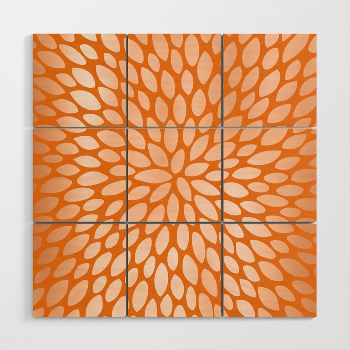 Floral Bloom in Orange Wood Wall Art Gallery Image 1