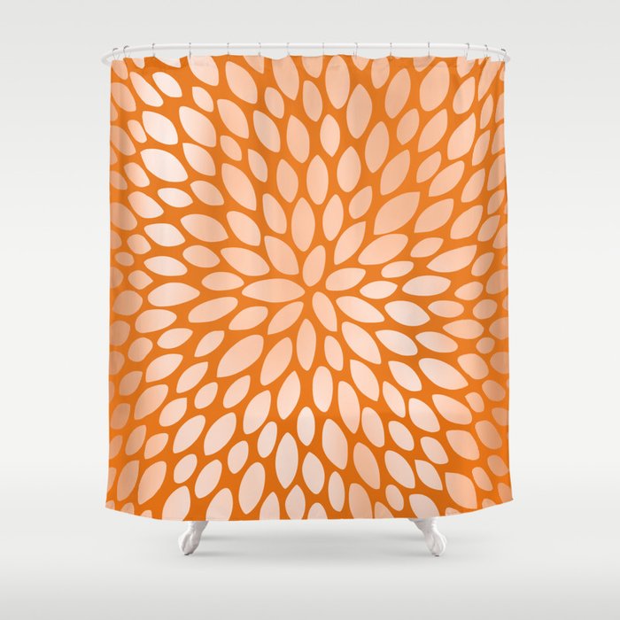 Floral Bloom in Orange Shower Curtain Gallery Image 1